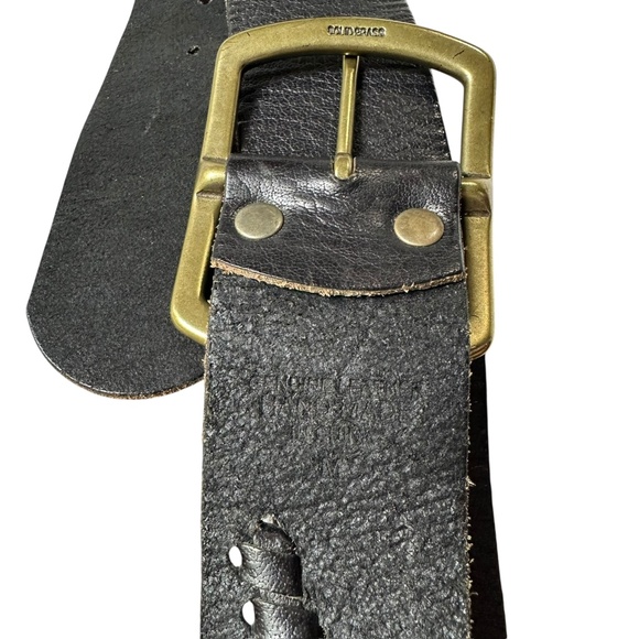 Genuine LINEA PELLE Black Leather Belt With Perforated Design Belt For Women 34 main image 9